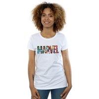 Marvel Comics Women's Characters Cotton Logo T-Shirt in White | Size: 2XL