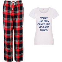 60 SECOND MAKEOVER Women's Today Has Been Cancelled Go Back To Bed Pyjama Set in Red | Size: Medium