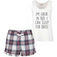 60 SECOND MAKEOVER Women's I'm Great In Bed I Can Sleep For Days Pyjama Set in Pink | Size: Large