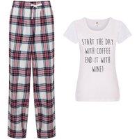 60 SECOND MAKEOVER Women's Start The Day With Coffee End It With Wine Pyjama Set in Pink | Size: XS