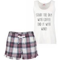 60 SECOND MAKEOVER Women's Start The Day With Coffee End It With Wine Pyjama Set in Pink | Size: XS