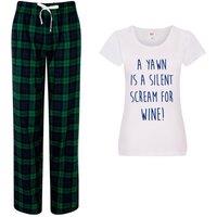 60 SECOND MAKEOVER Women's A Yawn Is A Silent Scream for Wine Pyjama Set in Green | Size: Medium