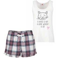 60 SECOND MAKEOVER Women's A House Is Not A Home Without A Cat Pyjama Set in Pink | Size: Large