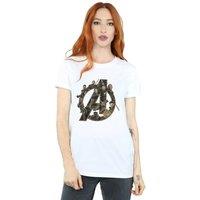 Avengers Infinity War Women's Logo Cotton Boyfriend T-Shirt in White | Size: XL