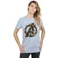 Avengers Infinity War Women's Logo Cotton Boyfriend T-Shirt in Grey | Size: Medium