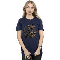Avengers Infinity War Women's Logo Cotton Boyfriend T-Shirt in Navy | Size: 3XL