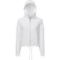 TriDri Women's Cropped Oversized Full Zip Hoodie in White | Size: 2XS