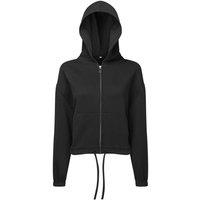 TriDri Women's Cropped Oversized Full Zip Hoodie in Black | Size: 2XS