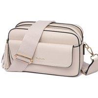 Raffaella Women's Tassel Front Pocket Crossbody Bag in Stone