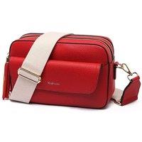 Raffaella Women's Tassel Front Pocket Crossbody Bag in Red