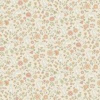 Grandeco Liberty Floral Bunny Trail Nursery Textured Wallpaper in Beige