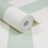 Grandeco Wide Textured Stripe Wallpaper in Green