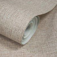 Grandeco Twill Plain Fabric Textured Wallpaper in Taupe