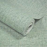 Grandeco Twill Plain Fabric Textured Wallpaper in Green