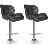 Set of 2 Bar Stools,Swivel PU Leather Bar Chairs for Home&Kitchen(Black)
