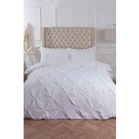 OHS Diamond Pintuck Duvet Cover with Pillowcase in White | Size: King