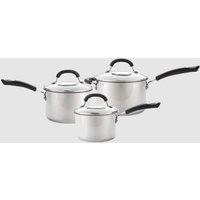 Circulon Total Non Stick Saucepan Set Stainless Steel, Induction, Dishwasher Safe, Glass Lids Included in Silver