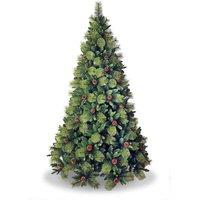 Shatchi 8FT Californian Boulder Bushy Look Luxurious Forest Green Artificial Christmas Tree Pine Cones Hinged Branches