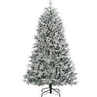 Shatchi 7FT Frosted Snow Flocked Green Oregon Pine Tips Bushy Artificial Christmas Tree in White