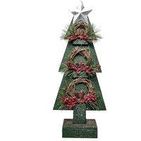 Shatchi Christmas Decoration Gift Battery Operated Green Tree Tabletop Decorated with Berries, Pines & Small Warm White Bulbs