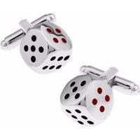 Charles William Men's Silver Dice Cufflinks Lucky Charm for Good Luck Poker Card Player