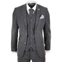 Infinity Leather Men's 3 Piece Wool Tweed Vintage Retro Suit in Grey | Size: 48R