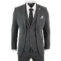 Infinity Leather Men's 3 Piece Herringbone Tweed Suit in Charcoal | Size: 48R