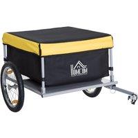 HOMCOM Bicycle Bike Cargo Wagon Trailer Folding Storage Oxford Fabric Cover Yellow in Black
