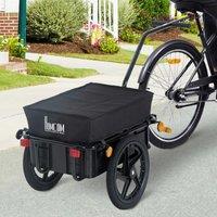 HOMCOM Cargo Trailer Bike Bicycle Carrier Utility Luggage Cart Garden Trolley Wheels in Black