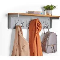 VonHaus Ash Hall Wall Mounted 7 Coat Hooks with Shelf in Grey | Size: 1 Pack