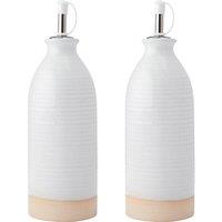 KitchenCraft Idilica Oil & Vinegar Bottles, Set of 2, Cream, 450ml in White