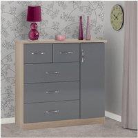 Seconique Nevada 5 Drawer Low Wardrobe in Grey