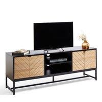 VonHaus Dalton Chevron Wood Effect Design TV Unit for 65 Inch TV in Black