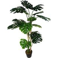 Leaf Luxury Monstera Plant Black Pot 150cm Artificial in Green