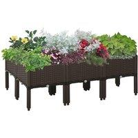 OUTSUNNY 6-piece Elevated Flower Bed Vegetable Herb Planter Plastic in Brown