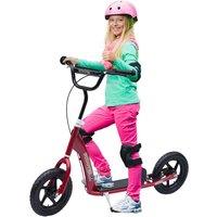 HOMCOM Girl's Teen Push Scooter Kids Stunt Scooter Children Bike Ride On w/ 12 Tyres in Red