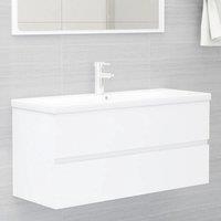 Sink Cabinet with Built-in Basin White Engineered Wood