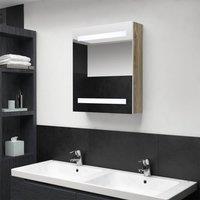 LED Bathroom Mirror Cabinet White and Oak 50x14x60 cm