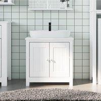 Bathroom Sink Cabinet BERG White 60x34x59 cm Solid Wood Pine