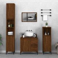 Bathroom Cabinet Brown Oak 30x30x100 cm Engineered Wood