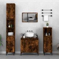 3 Piece Bathroom Cabinet Set Smoked Oak Engineered Wood