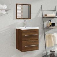 Bathroom Cabinet with Mirror Brown Oak 41x38.5x48 cm Engineered Wood