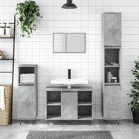Bathroom Cabinet Concrete Grey 30x30x100 cm Engineered Wood