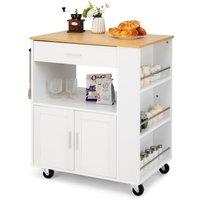 Kitchen Storage Trolley on Wheels Kitchen Island with Large Cabinet Drawer