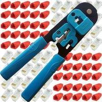 Loops RJ45 Crimp Tool 100x CAT5e Connectors & Cable Strain Relief Network Jacks 8P8C
