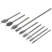 Loops 8 Piece 6mm 32mm Flat Bit Set 300mm Extension Bar Drilling Hard & Soft Wood