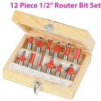 Loops 12 Piece 1/2" Inch TCT Router Bit Set Woodwork Cutting Wooden Case