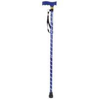 Loops Blue Extendable Walking Stick with Plastic Handle - Engraved Pattern - Foldable