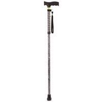 Loops Black Extendable Walking Stick with Plastic Handle - Engraved Pattern - Foldable