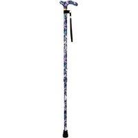 Loops Deluxe Ambidextrous Walking Cane - 10 Height Settings - Purple Floral Pattern